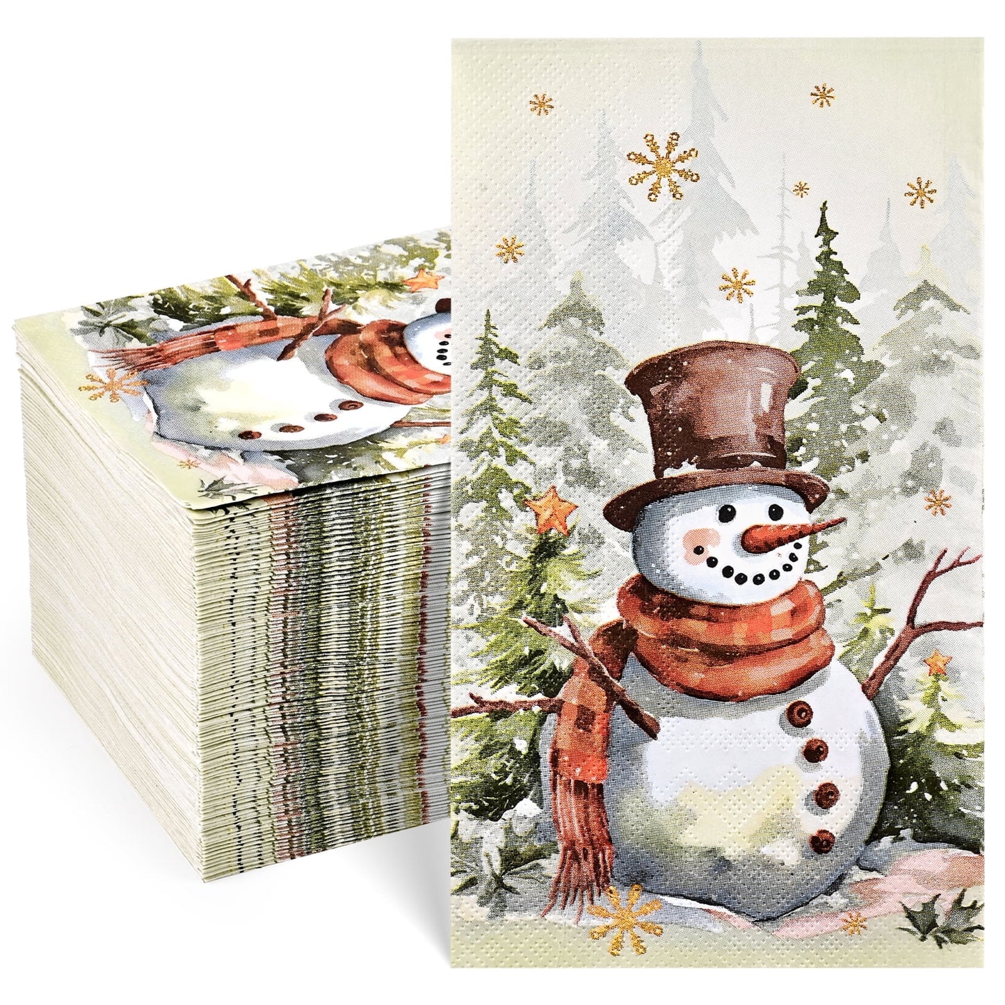DAZLUTE 100 PCS Christmas Paper Napkins 3 Ply Paper Christmas Snowman Napkins, Merry Christmas Napkins Disposable for Dinner Party Supplies