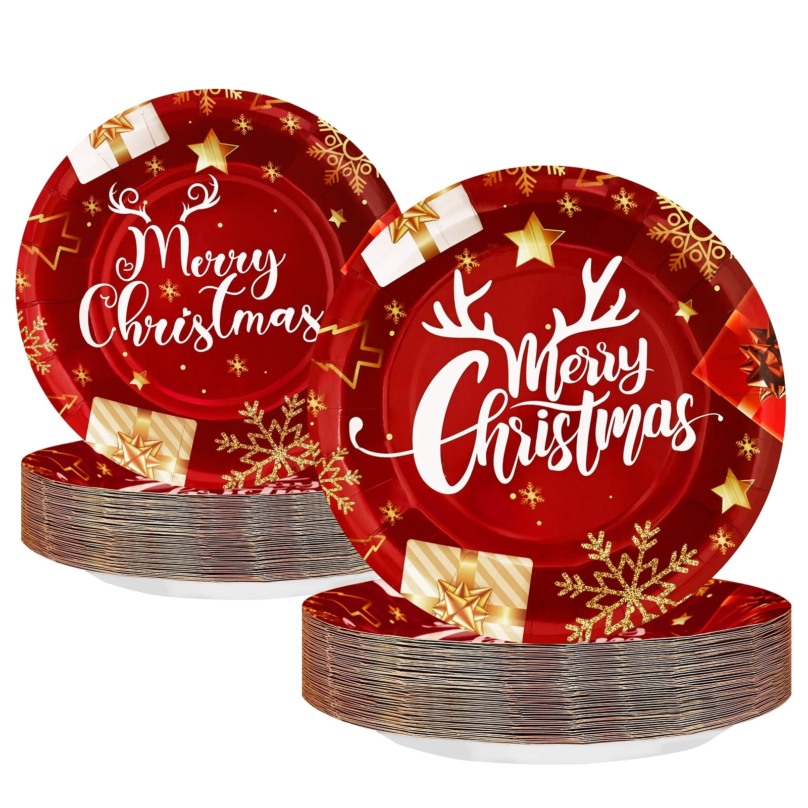 DAZLUTE 100 PCS Christmas Disposable Paper Plates, Berry Christmas Trees Merry Christmas Dessert Plate for Winter Xmas Decoration Party Supplies