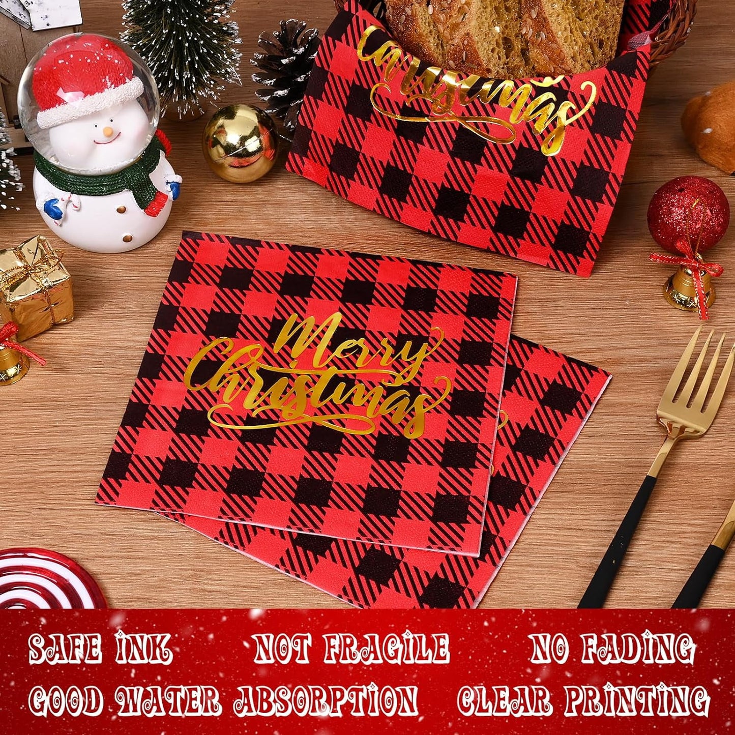 Caltero 200 PCS Christmas Plates and Napkins Serves 50 Guests, Cartoon Red Truck Christmas Tree Disposable Dinnerware Set for Winter Holiday Christmas Party Supplies