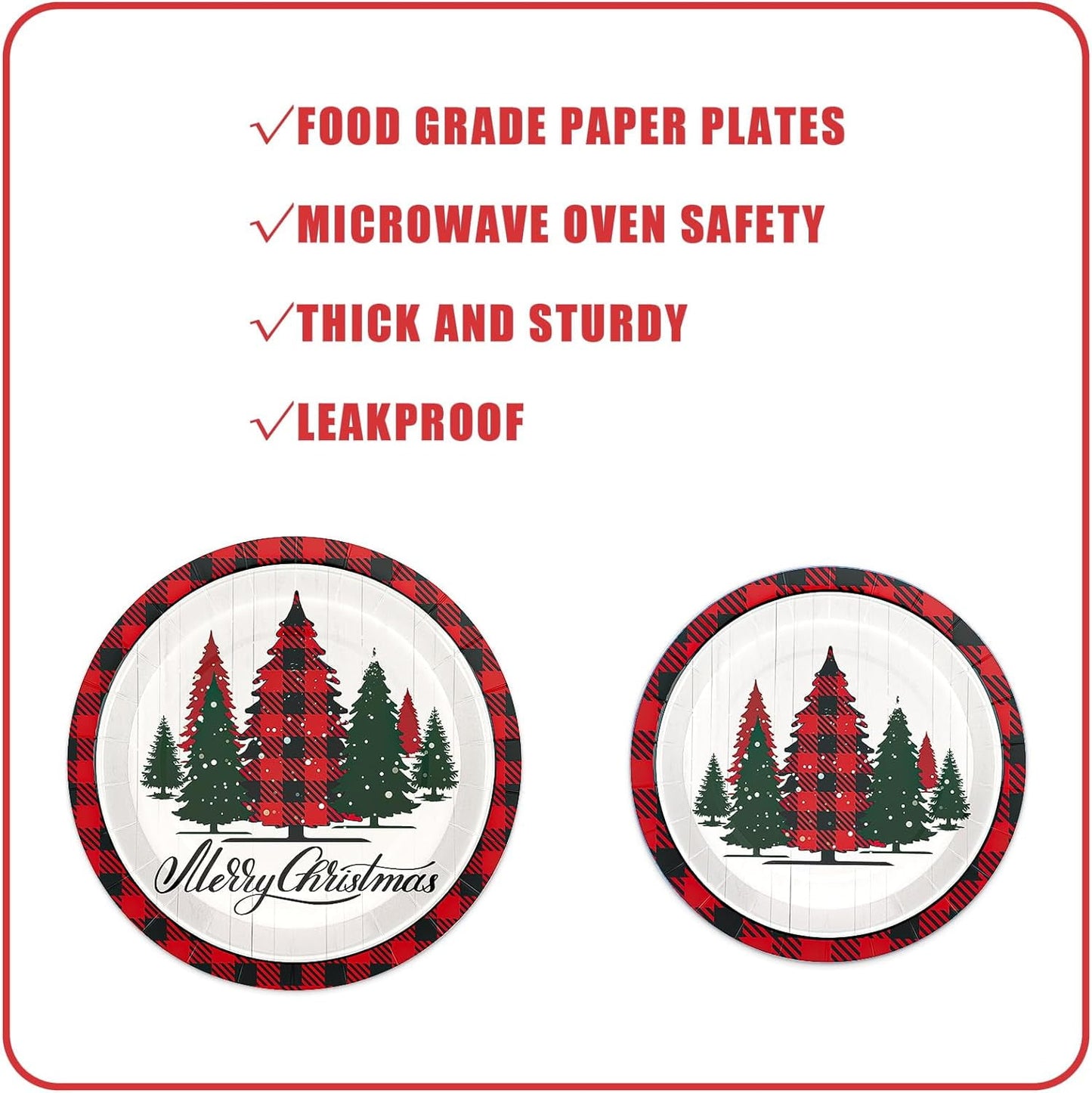 Caltero 200 PCS Christmas Plates and Napkins Serves 50 Guests, Disposable Paper Plates and Napkins for Winter Christmas Holiday Party